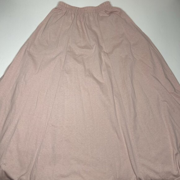 Vtg LAND'S END Maxi Skirt 100% Cotton Knit Elastic Waist Pockets Pink Sz ST USA - Picture 2 of 9